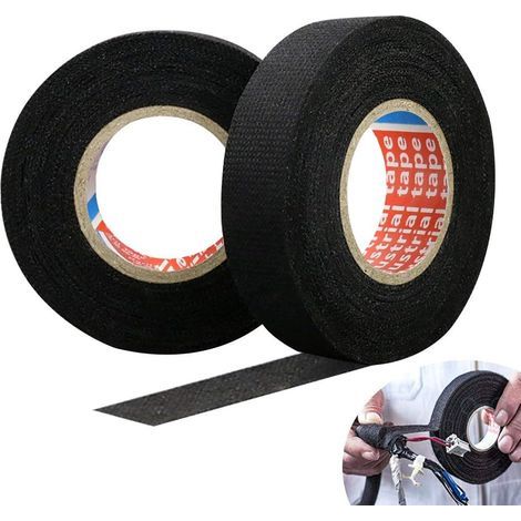 Textilklebeband – 15 m – 19 mm – Schwarz – Für Kfz-Kabelbäume und Verkabelung – 2 Rollen (1/5)
