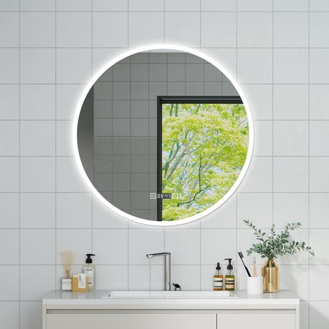 OCEAN Specchio da bagno 60x60cm con LED,3 colori,Dimmerabile,Orologio, Antiappannamento,Memoria,IP44, Vetro HD (1/5)