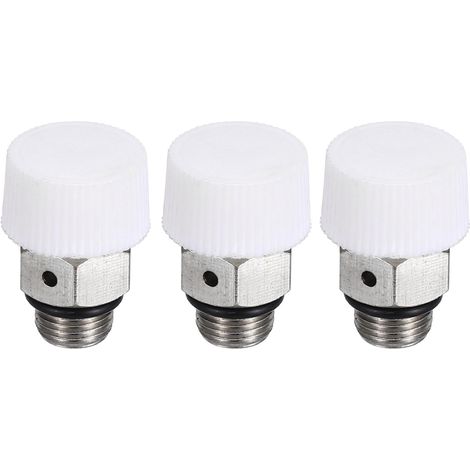 Valves De Purge D'Air Manuelles 1/8" Bsp Argenté/Blanc Lot De 3 (1/5)