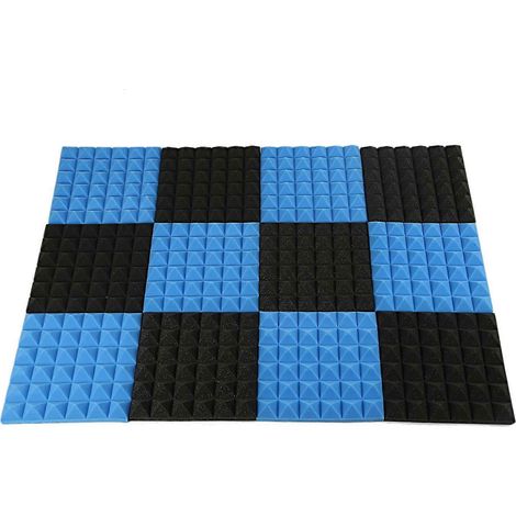 Dalles de mousse acoustique anthracite, panneaux d'insonorisation en mousse (noir + bleu) (1/5)