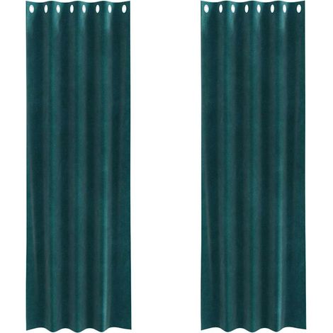 Rideaux occultants 2 pcs Vert foncé 140 x 260 cm Velours
