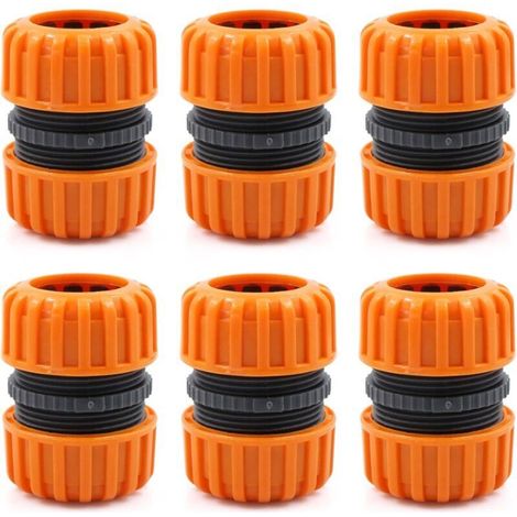 Lot de 6 raccords de tuyau d'arrosage - Kit de réparation pour tuyau d'arrosage - 19 mm (3/4") - Jaune