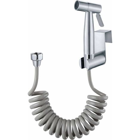 Hand-Bidet-Sprühgerät – mit Wassertankhaken und 59-Zoll-ABS-Teleskop-Brauseschlauch für Sanitär, Toilette, Bidet-Badezimmer-Sprühpistole – Silber