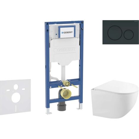 Geberit Duofix - Set Vorwandelement, Kompakt-WC Gaia mit Softclose-Sitz und Sigma20-Betätigungsplatte, schwarz glänzend/schwarz matt SANI11CA5121B (1/5)