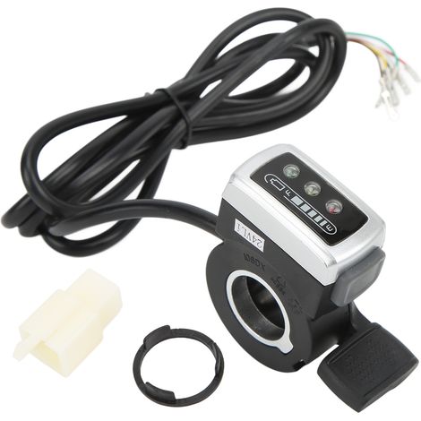 Poignée d'accélérateur 6 fils avec interrupteur ON/OFF et indicateur de batterie, ouverture 22mm pour vélo électrique et trottinette 24V (1/5)