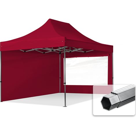 3x4,5m gazebo pieghevole PES 800 con laterali (finestre panoramiche), PROFESSIONAL 40mm alluminio, rosso (1/5)
