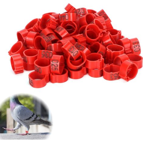 to 100 Identification Rings for Chicken and Poultry Legs, Clip-on Numbers, Suitable for Chickens, Ducks, Geese, etc., Not Suitable for Birds, Adjustable Size 14-22 mm (1/5)