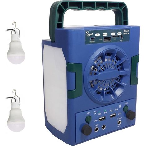 Lampada torcia emergenza solare campeggio 2 lampadine cassa bluetooth FM HP-666 (1/5)