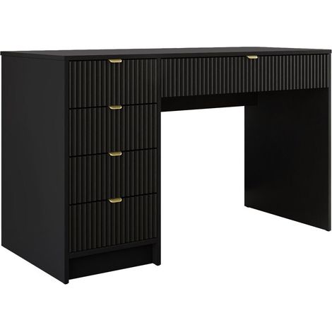 Mirjan24 – Bureau droit noir avec 5 tiroirs – Dimensions 120x55x76cm – Matériaux stratifié et MDF – Design moderne avec bords ABS