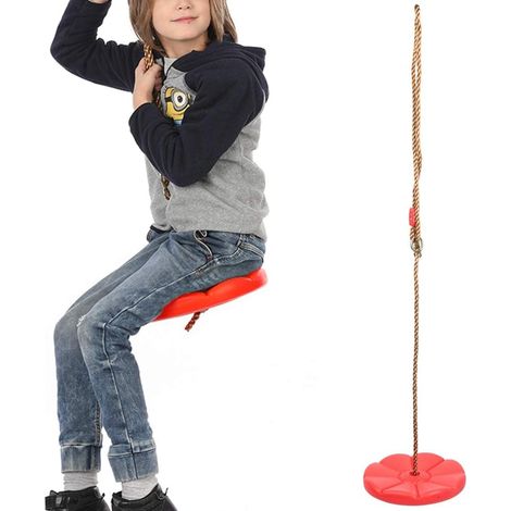 Balançoire d'arbre pour Enfants-balançoire d'arbre à Corde d'escalade avec Siège à Disque Unique-Accessoires de Cabane dans Les Arbres et D'aire de Jeux Extérieure (Rouge)