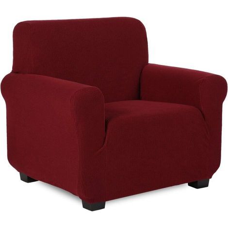 Housse de canapé extensible intégrale – Imperméable – Rouge foncé – Pour canapé 1 place (1/2)