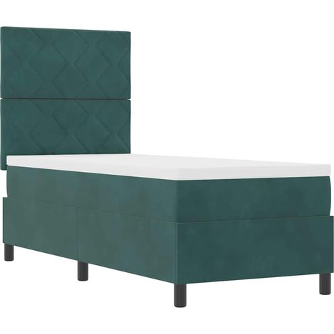 LED Boxspringbett mit Kopfteil Dunkelgrün 80 x 200 cm Samt vidaXL (1/5)