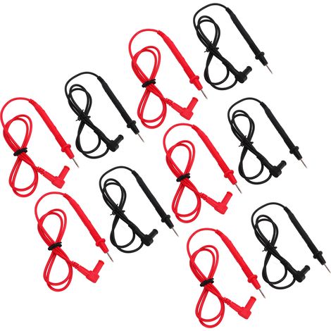Multimètre J.30030 avec cordons de test universels, pointes fines 2mm, connecteurs banane 4mm 10A, rouge et noir, lot de 5 paires. (1/5)