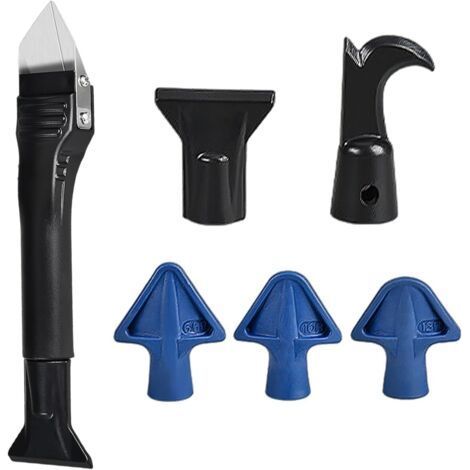 Seam Cleaning and Squeegee Kit, 1 Plastic Double Sided Glue Scraper, with 6 Glue Scraper Tips, Reusable, Suitable for Wall Repair (1/5)