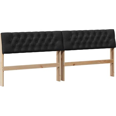 Tête de lit，Décoration murale capitonnée Noir 200 cm Pin massif CFW537635 (1/5)
