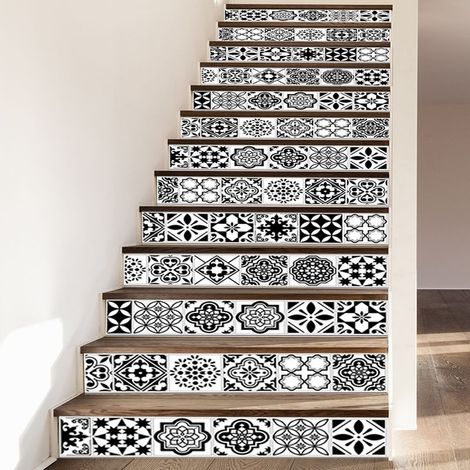 Lot de 13 stickers adhésifs escalier 18x100cm – Autocollants contremarche en PVC – Décoration originale pour surfaces lisses - 13Pcs (1/5)