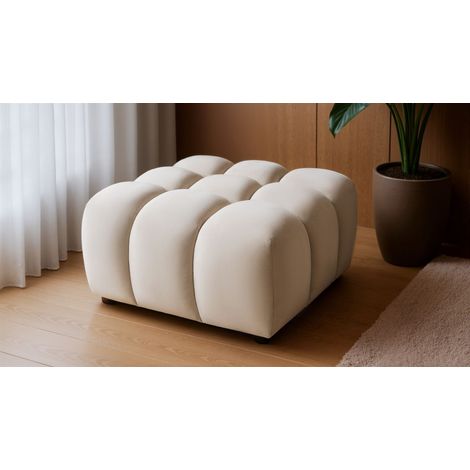 Polsterhocker Designerhocker FLOW in Stoff Bluvel Creme