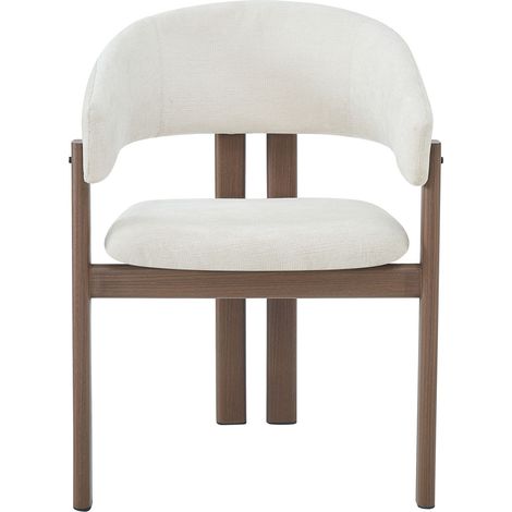 ELVMI Lote de 4 Sillas de Comedor con Reposabrazos, Lino y Metal Efecto Madera Nogal, Beige y Nogal (1/5)