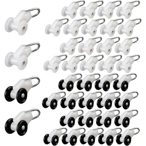40-teiliges Set mit Gardinengleiterrollen, Pergola-Schienenhaken, Gardinenschienenrollen, Metallrollen, verschiebbaren Gardinenhaken, Gardinenstangenrollen und Gardinenschienengleitern (1/3)