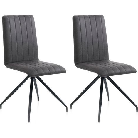 Set 2 Sedie 44x50x90,5 cm in Similpelle Grigio (1/4)