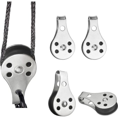 Poulie de levage en acier inoxydable, poulie simple, pour grands kayaks, canoës, usines, bâtiments, etc., paquet de 4. (1/5)