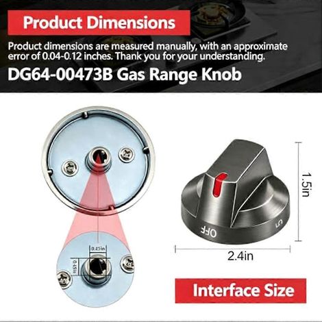 Pièce de rechange pour bouton de cuisinière à gaz Samsung DG64-00473B, améliorée et renforcée, convient aux cuisinières/fours/plaques de cuisson à gaz Samsung. (1/5)