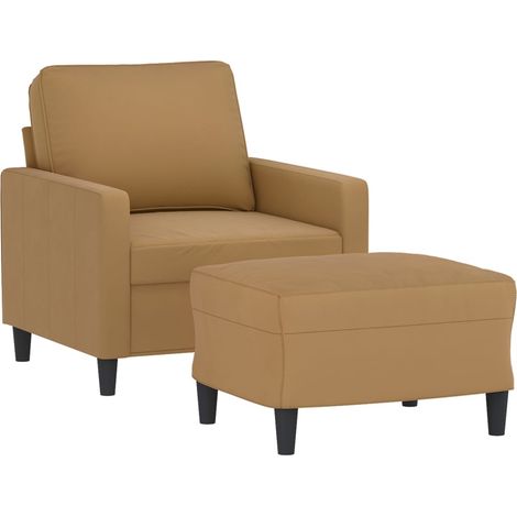 vidaXL Poltrona con Poggiapiedi Marrone 60 cm in Velluto (1/4)