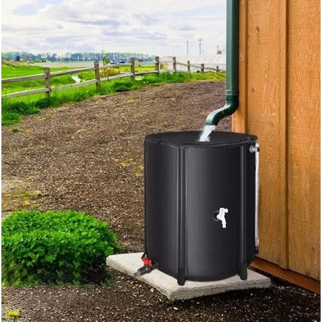 Faltbarer Wassereimer, 160 l, PVC-Wasserspeichertank mit Wasserhahn, zum Bewässern und Autowaschen (Schwarz) (1/5)