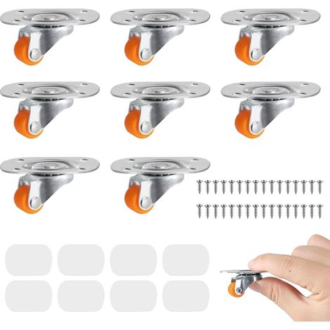 8pcs Petites Roulettes en Caoutchouc 12mm Petites Roues Pivotantes en Caoutchouc a 360 Mini Roulette pour Meubles Adhesive Roulette pour Petit Electromenager Roulettes de Transport Universelles (1/5)