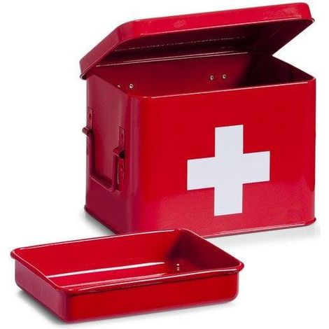 Zeller Kit di pronto soccorso rosso in metallo 22x16x16 cm