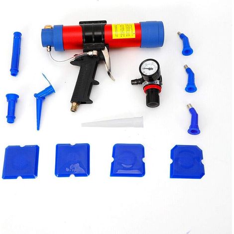 Pneumatische Glaskleber Versiegelung Kartuschenpistole Luftpistole 310ML 6Bar mit 10 Stück Caulking Head