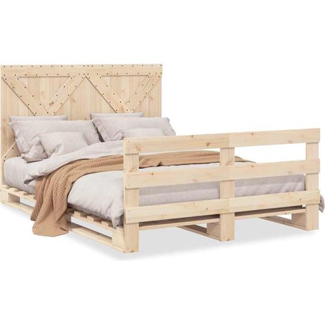 Maison Exclusive - Massivholzbett mit Kopfteil 160x200 cm Kiefer