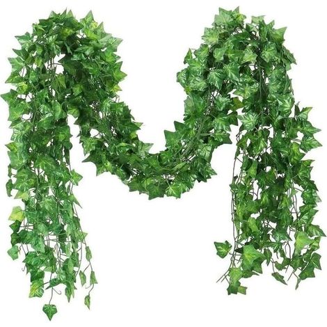 Guirlande de lierre artificiel réaliste de 12,2 m – Faux vignes suspendues résistantes aux UV pour décoration murale de mariage, jardin, fête, intérieur/extérieur – Lot de 5 (1/4)