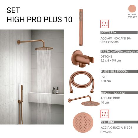 Set de ducha redondo 25 cm High Pro Plus oro rosa (1/2)