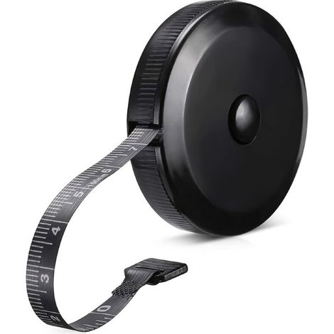 (Qualité professionnelle) Mètre ruban souple compact 60 pouces / 150 cm — À enroulement automatique, acier allié (Noir) (1/5)