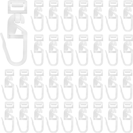 Confezione da 60 ganci per tende per binari - Plastica - Bianco - Per roulotte, camper - Da 5,8 a 7 mm (1/5)