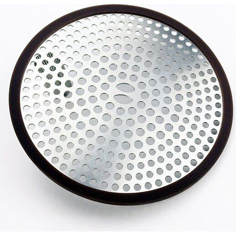 Filtre Bonde Baignoire - Acier Inoxydable - 11 x 11 x 0,63 cm - Pour Baignoire et Évier - Noir - 1 Pièce