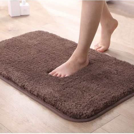 Tapis de Bain Absorbant Antidérapant Extra Epais de Douche pour Salle de Bain Tapis de Sol Chenille Lavable en Machine (Marron, 40x60cm) (1/4)