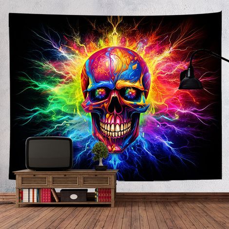 Tapisserie murale décorative pour la chambre, peinture fluorescente, tapisserie tête de mort, décoration suspendue d'Halloween