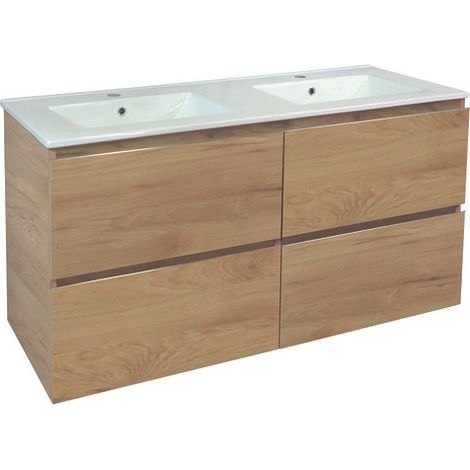 ONDEE ZEN - Meuble de salle de bain suspendu TRENDY - 4 Tiroirs - 120cm - bois - vasque