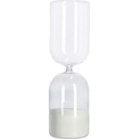 Dekorative Sanduhr Kronos in rauchigem Glas, transparent und weiß Ø9 × H29,6 cm