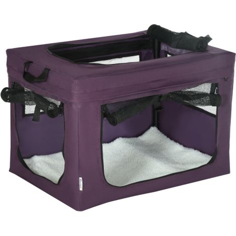 60cm Pet Carrier with Cushion for Small Dogs - Stylish Purple Design (1/5)