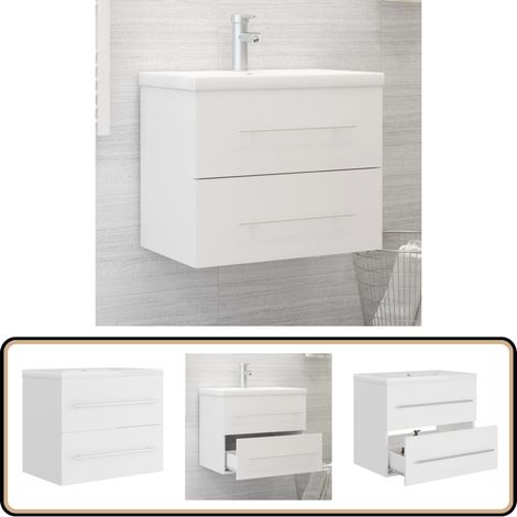 Waschbeckenunterschrank mit Einbaubecken Weiß Holzwerkstoff - Waschbeckenunterschrank - Holzwerkstoffschrank - Badezimmermöbel - Weißer Waschtisch - Einbauwaschbecken