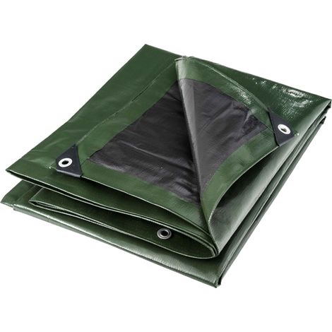 Werka Pro – Bâche de protection 3 x 5 m – Densité 240 g/m² – Œillets tous les 50 cm – Traitement anti-UV – Couleur vert et noir réversible - PRO 3 X