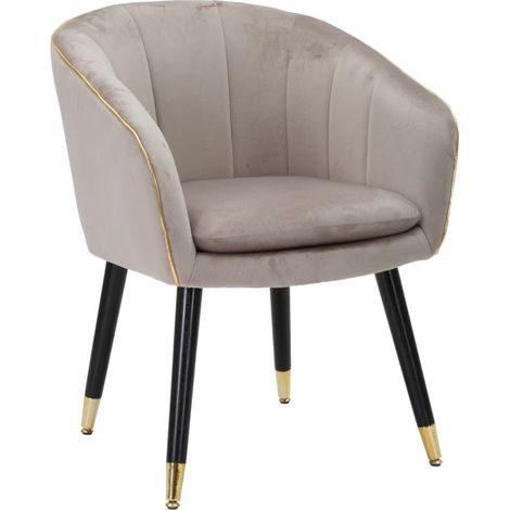 Poltrona Paris 62x58x78 cm in Legno Spugna Metallo e Poliestere Grigio,Nero e Oro (1/5)