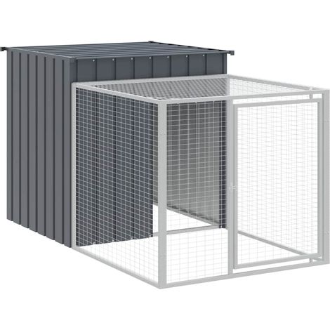 vidaXL Hühnerstall mit Auslauf anthrazit 110x201x110 cm galvanisierter Stahl