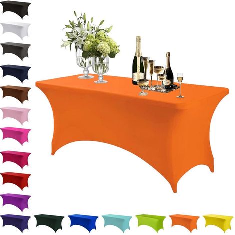 Spandex Stretch Tischdecke Orange 183x76cm, waschbar, knitterfrei, rechteckig