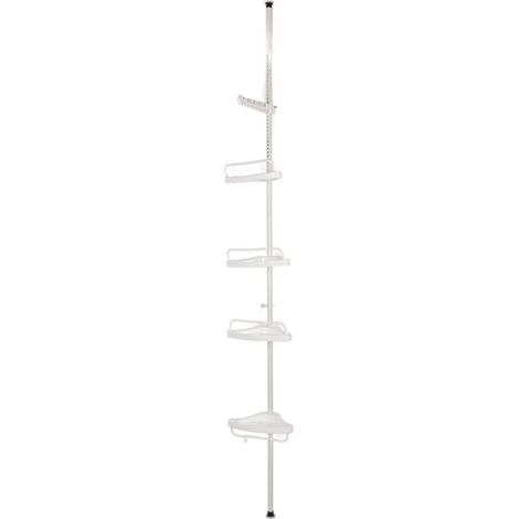 Rangement Etagère D'angle de Douche avec 4 Etagères, Blanc (1/4)