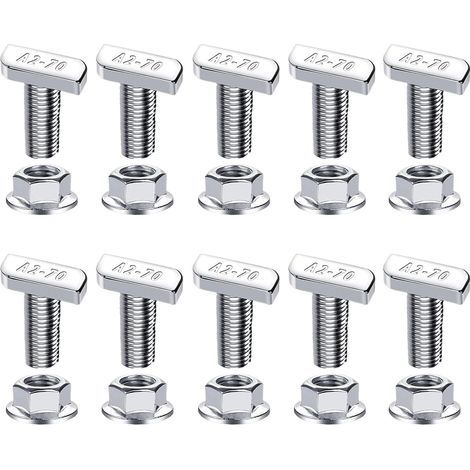 10pcs T Nuts and Bolts, Aluminum T Slot Kit, Fastener Screw Set with Adjustable Fit,track Hardware Set, Door Mechanism, Solar Panel Mounting (1/5)