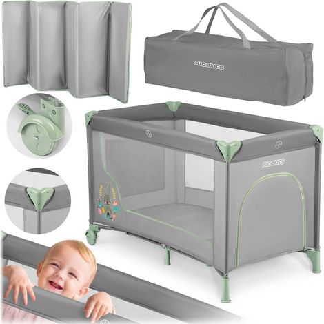 Lettino da viaggio per bambini 125 x 65 x 78 cm RK-240 grigio-menta